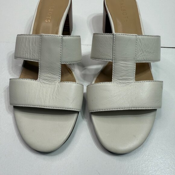 Talbots Womens 8.5M Soft White Tilly Nappa Leather Block Heel Sandals - Picture 3 of 7